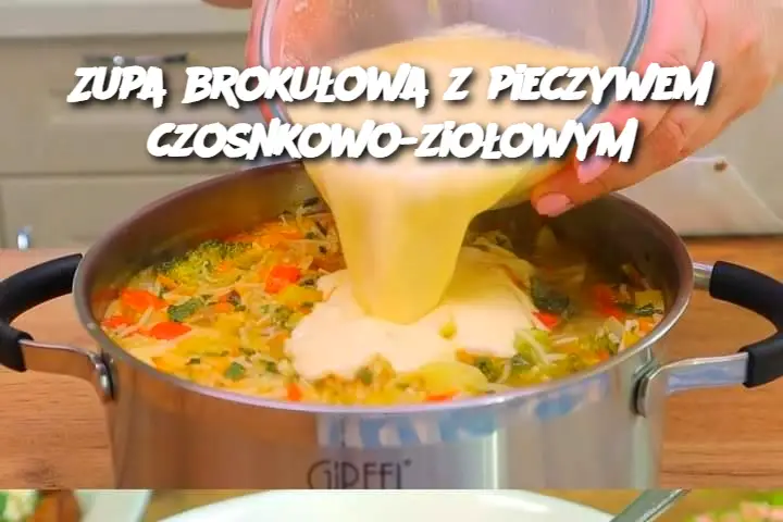 Zupa brokułowa z pieczywem czosnkowo-ziołowym