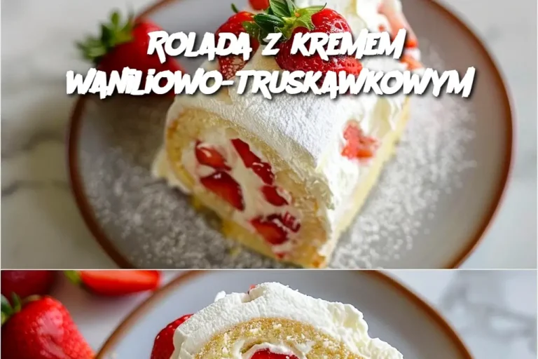 Rolada z kremem waniliowo-truskawkowym