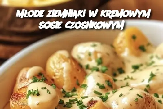 Młode ziemniaki w kremowym sosie czosnkowym