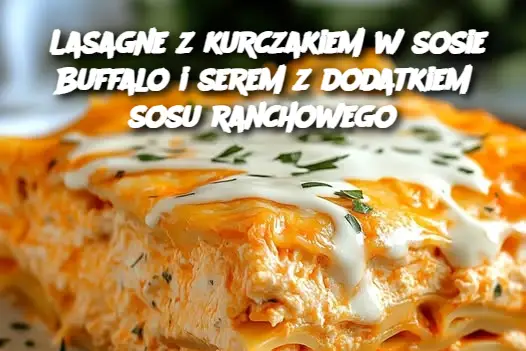 Lasagne z kurczakiem w sosie Buffalo i serem z dodatkiem sosu ranchowego