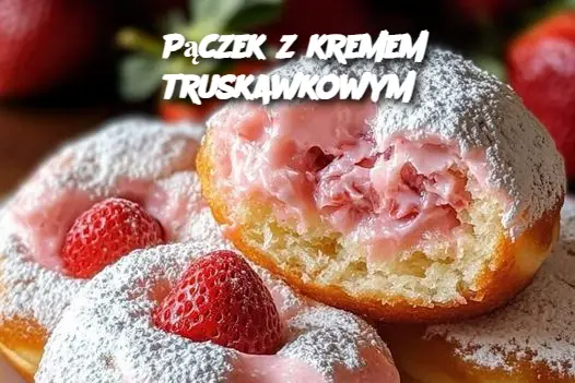 Pączek z kremem truskawkowym