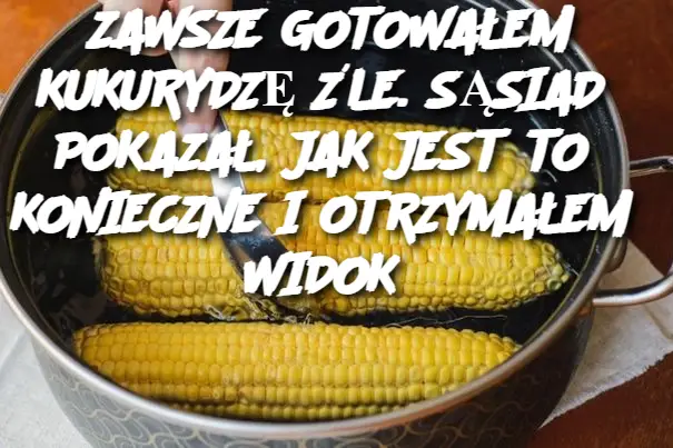 ZAWSZE GOTOWAŁEM KUKURYDZĘ ŹLE. SĄSIAD POKAZAŁ, JAK JEST TO KONIECZNE I OTRZYMAŁEM WIDOK