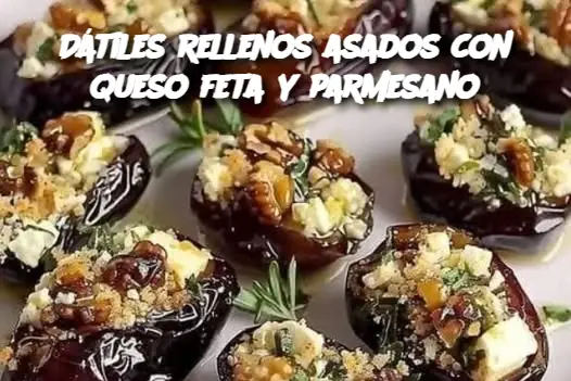 Dátiles rellenos asados ​​con queso feta y parmesano