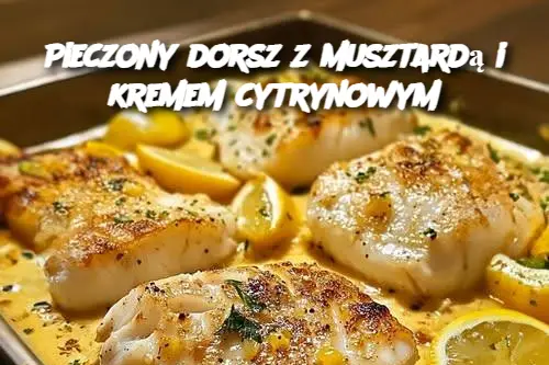 Pieczony dorsz z musztardą i kremem cytrynowym