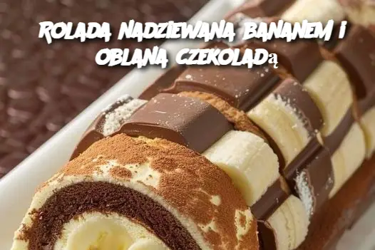 Rolada nadziewana bananem i oblana czekoladą