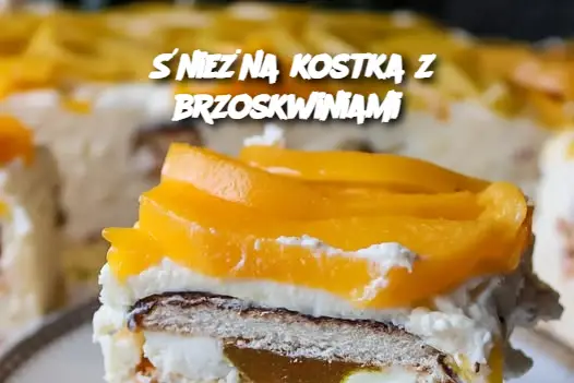 Śnieżna kostka z brzoskwiniami