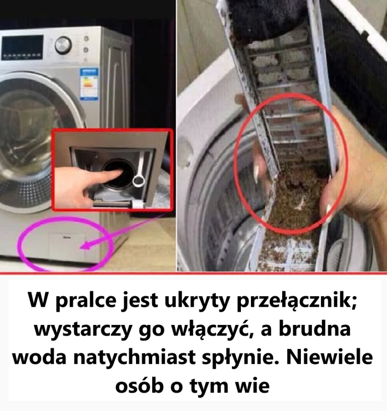 W pralce znajduje się ukryty przełącznik; wystarczy go włączyć, a brudna woda zostanie natychmiast odprowadzona.